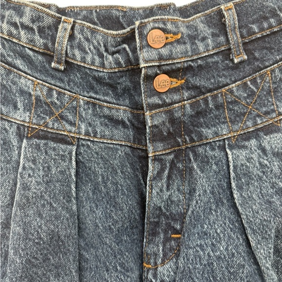 Vintage 80s USA LEE Pleated Double Yoke Acid Wash Sz 26 High-rise Blue Jeans - Picture 6 of 9
